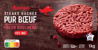 Auchan Steaks Hachés Pur Boeuf Façon Bouchère Surgelés Auchan offre