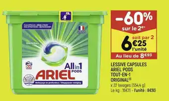 Leader Price Lessive capsules ariel pods tout-en-1 Original offre