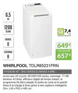 Copra Whirlpool - tdlr65231frn offre