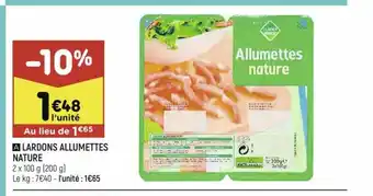 Leader Price Lardons Allumettes Nature offre