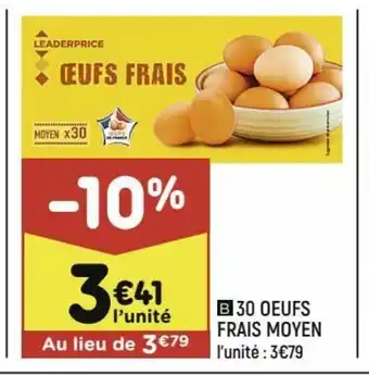 Leader Price 30 Oeufs Frais Moyen offre
