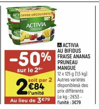 Leader Price Activia Au Bifidus Fraise Ananas Pruneau Mangue offre