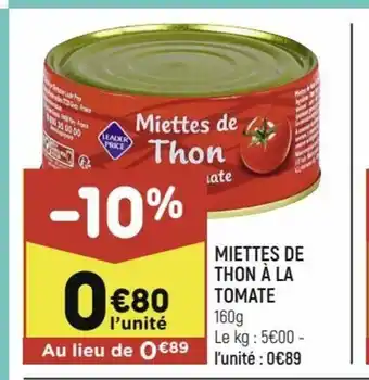 Leader Price Miettes De Thon A La Tomate offre