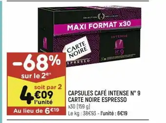 Leader Price Capsules Café Intense N 9 Carte Noire Espresso offre