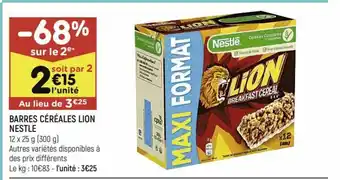Leader Price Barres Céréales Lion Nestle offre