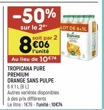 Leader Price Tropicana Pure Premium Orange Sans Pulpe offre