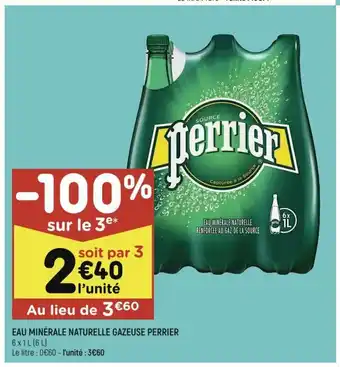 Leader Price Eau Minérale Naturelle Gazeuse Perrier offre