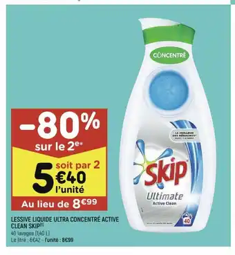 Leader Price Lessive Liquide Ultra Concentré Active Clean Skip offre