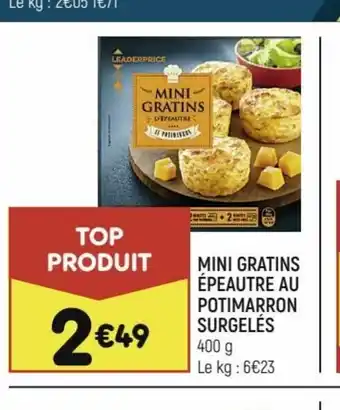 Leader Price Mini Gratins épautre Au Potimarron Surgelés offre