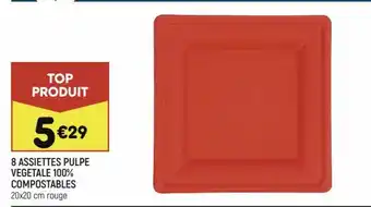 Leader Price 8 Assiettes Pulpe Vegetale 100% Compostables offre