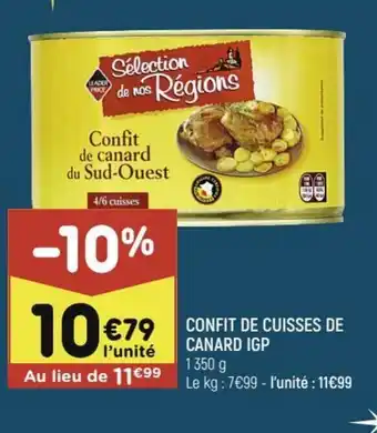 Leader Price Confit De Cuisses De Canard IGP offre