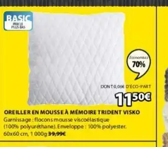 JYSK Oreiller En Mouse A Mémoire Trident Visko offre