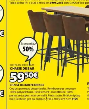 JYSK Chaise De Bar Pe Bringe offre