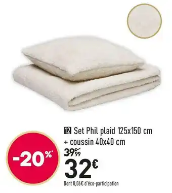 Conforama Set phil plaid 125x150 cm offre