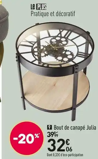 Conforama Bout de canapé avec horloge julia offre