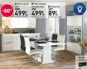 Conforama Buffet 3 portes spirit, table rectangle extensible spirit,chaise emy offre