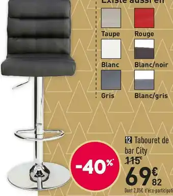 Conforama Tabouret de bar city offre