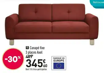 Conforama Canapé fixe 3 places axel offre