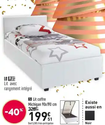 Conforama Lit coffre 90 cm michigan offre