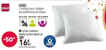 Conforama Abeil lot de 2 oreillers double confort 60x60 cm offre