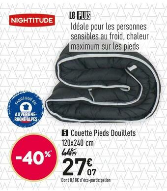 Conforama Nightitude couette pieds douillets 120x240 cm nightitude offre