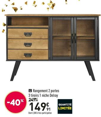 Conforama Delra rangement 2 portes 3 tiroirs 1 niche offre