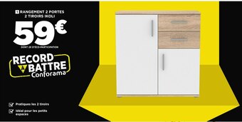 Conforama Rangement 2 portes et 2 tiroirs ikoli offre