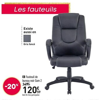 Conforama Fauteuil de bureau noir sam offre