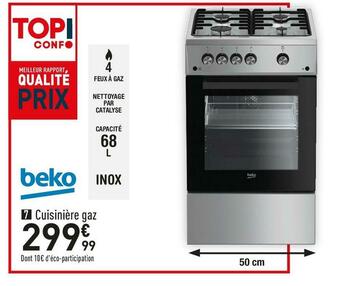 Conforama Beko cuisinière fsg5201gxc offre
