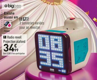 Bigben radio reveil projection plafond rcubebcbl