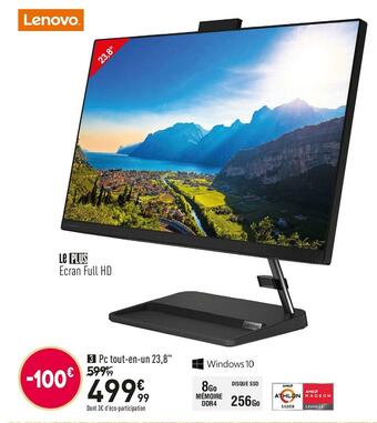 Lenovo pc tout-en-un 23,8" ideacentre aio 3 24ada6-f0fx000hfr