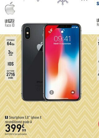 Conforama Apple smartphone 5,8" iphone x reconditionné grade a offre