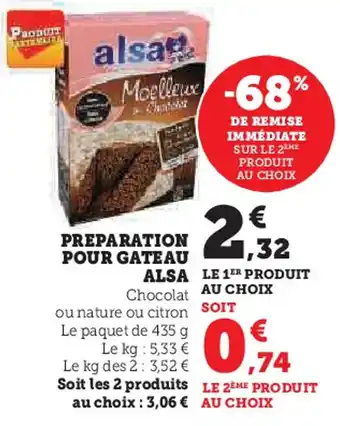 U Express ALSA Preparation pour gateau offre