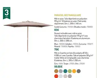 Botanic Parasol Rectangulaire offre