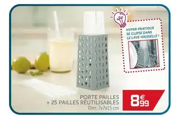 Gifi Porte Pailles + 25 Pailles Réutilisables offre