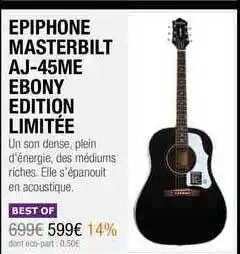 Epiphone Masterbilt Aj-45me Ebony Edition Limitée