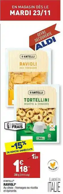 ALDI Ravioli D'antelli offre
