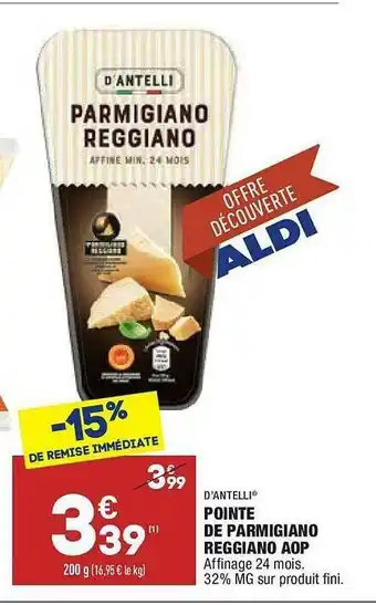 ALDI Pointe De Parmigiano Reggiano Aop D'antelli offre