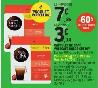 E.Leclerc "NESCAFÉ DOLCE GUSTO" Capsules de café nouvelle 30 offre