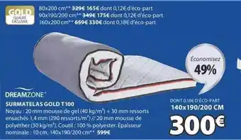 JYSK Surmatelas Gold T100 Dreamzone offre