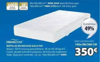 JYSK Matelas En Mousse Gold F95 Dreamzone offre