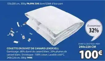 JYSK Couette En Duvet De Canard Lendfjell offre