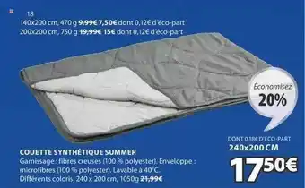 Couette Synthétique Summer