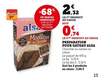 Super U ALSA Preparation pour gateau offre