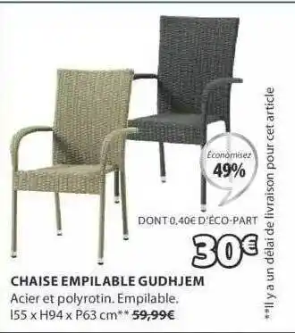 JYSK Chaise Empilable Gudhjem offre