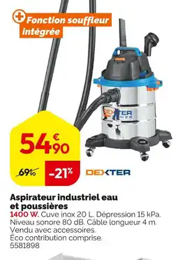 Weldom Dexter Aspirateur industriel eau et poussières offre