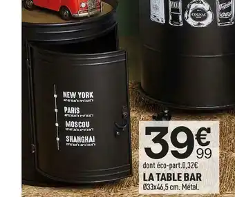 Centrakor La table bar offre