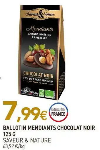 naturéO Saveur & nature ballotin mendiants chocolat noir offre
