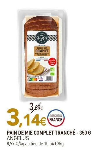 naturéO Angelus pain de mie complet tranché offre