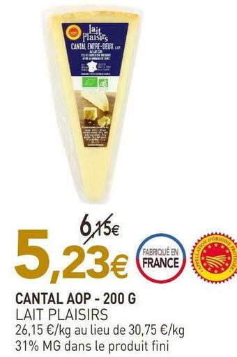 naturéO Lait plaisirs cantal aop offre